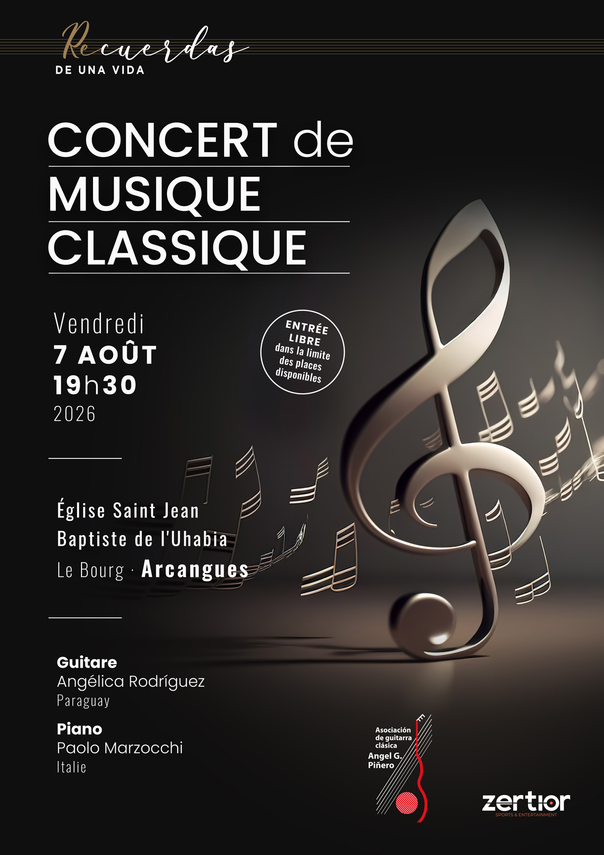 cartel concert de musique classique recuerdas de una vida